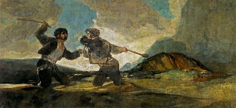 by: Francisco_de_Goya, "Two Men Fighting with Clubs"