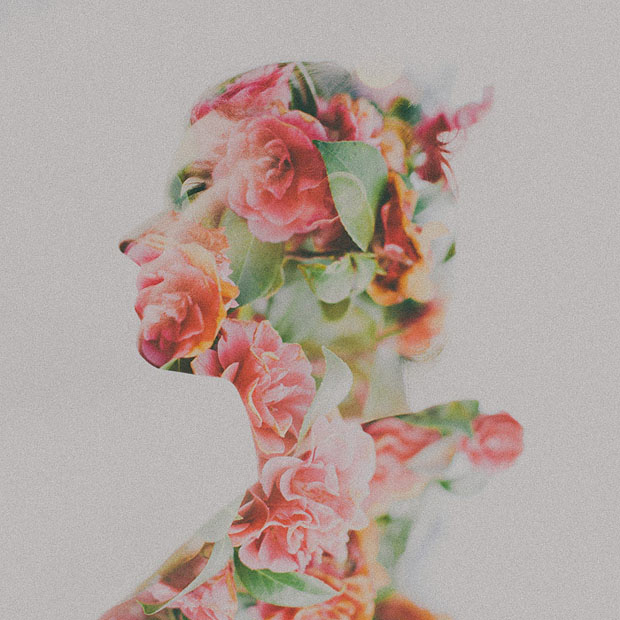 self-love, roses blooming inside silhouette, double exposure, flowers